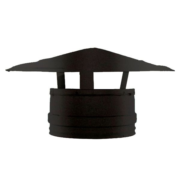 Chapeau simple tubage double paroi Noir diamètre 80-130 - 1