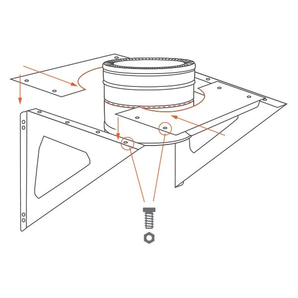 Support charge murale Inox double paroi diamètre 100-150 - 4 Support charge murale Inox double paroi diamètre 100-150 - 4