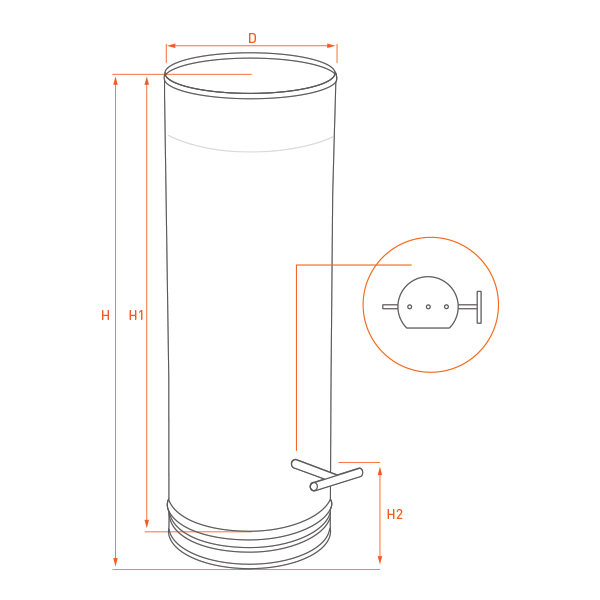 Tuyau cheminee régulateur tirage simple paroi industriel 1M - 2 Tuyau cheminee régulateur tirage simple paroi industriel 1M - 2