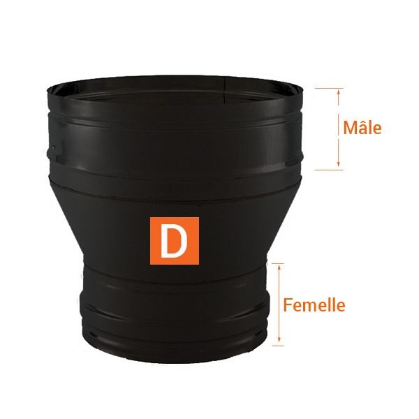 Réducteur tubage cheminée Noir-Anthracite diamètre 300x160 - 6 Réducteur tubage cheminée Noir-Anthracite diamètre 300x160 - 6