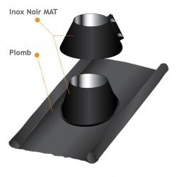 Collerette de solin d'étanchéité cheminée inox Noir-Anthracite diamètre 200 - 2