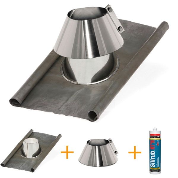 Kit d'abergement - Solin d'étanchéité en plomb-inox diamètre 180 - 1