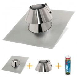 Kit d'abergement toiture plat - Solin d'étanchéité en inox diamètre 125 - 1