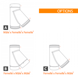 Té à 45° Inox pour cheminée diamètre 160 - 2