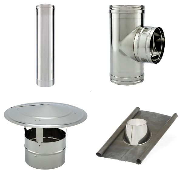 Kit conduit cheminée simple paroi Longueur 3,5m en diamètre 130 - 1 Kit conduit cheminée simple paroi Longueur 3,5m en diamètre 130 - 1
