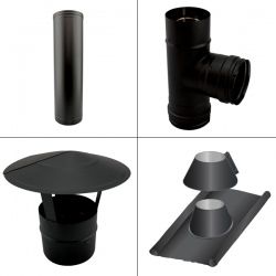 Kit conduit cheminée simple paroi Noir/Anthracite Longueur 3,5m en diamètre 180 - 1