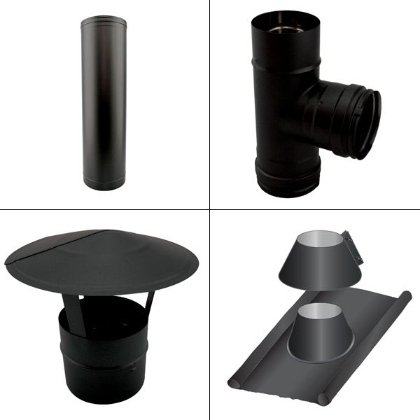 Kit conduit cheminée simple paroi Noir/Anthracite Longueur 3,5m en diamètre 200 - 1 Kit conduit cheminée simple paroi Noir/Anthracite Longueur 3,5m en diamètre 200 - 1