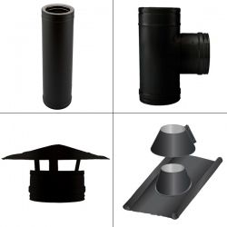 Kit conduit cheminée double paroi Noir/Anthracite Longueur 3,5m en diamètre 130-180 - 1