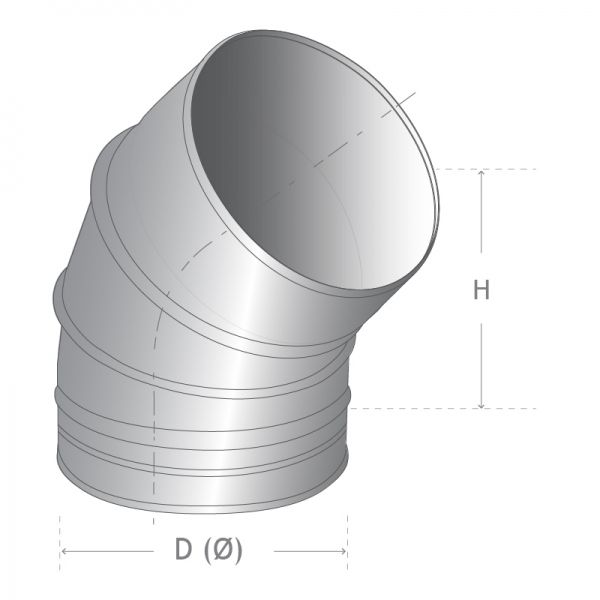 Coude 45° Inox diamètre 170 - 3