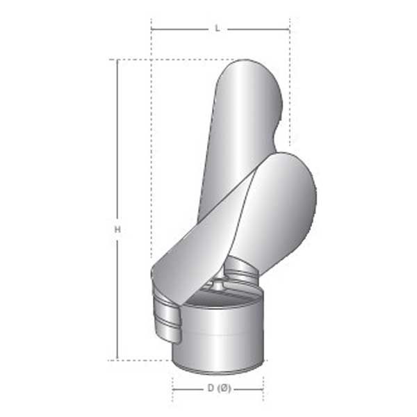 Chapeau pare-vent pour tubage de conduit de cheminée diamètre 120 - 4 Chapeau pare-vent pour tubage de conduit de cheminée diamètre 120 - 4