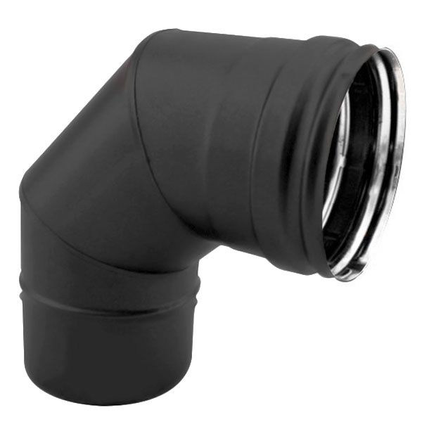 Coude Inox 90° simple paroi Noir-Anthracite diamètre 125 - 1