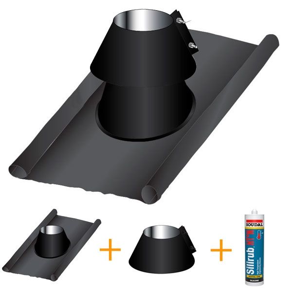 Kit solin d'étancheité plomb-inox Noir-Anthracite diamètre 130 - 1