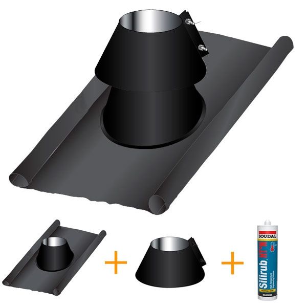 Kit solin d'étancheité plomb-inox Noir-Anthracite diamètre 140 - 1