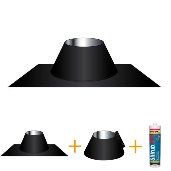 Conduit cheminée - Kit solin d'étancheité Aluminum-inox Noir-Anthracite diamètre 100 - 1
