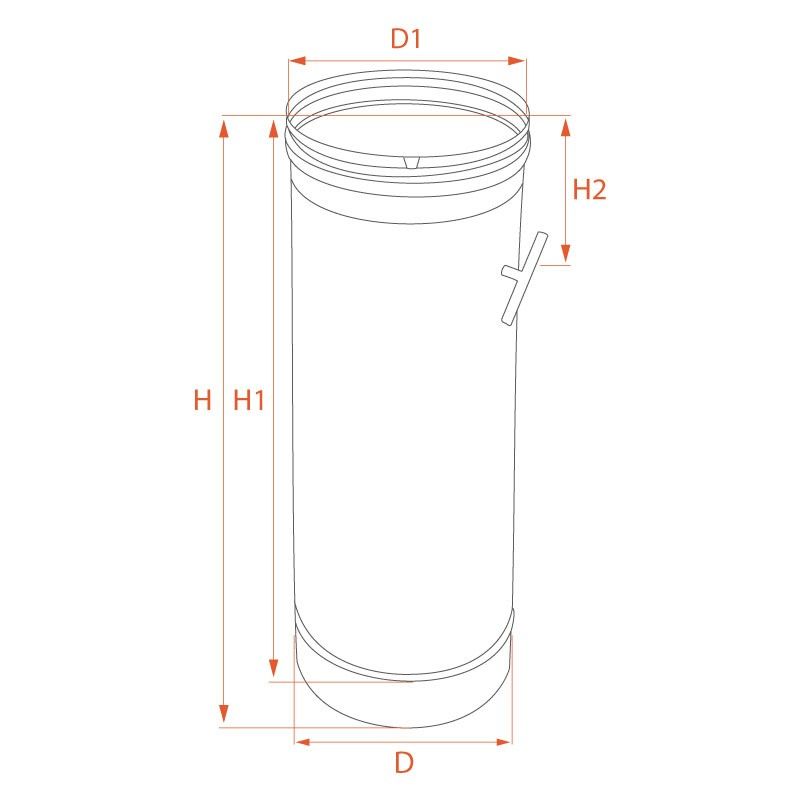 Tuyau Inox 1M à régulateur de tirage diamètre 280 - 7 Tuyau Inox 1M à régulateur de tirage diamètre 280 - 7