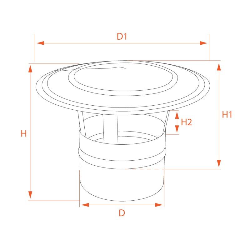 Chapeau Inox pour cheminée diamètre 250 - 3