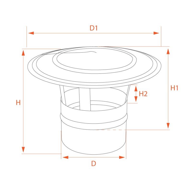 Chapeau Inox pour cheminée diamètre 250 - 3