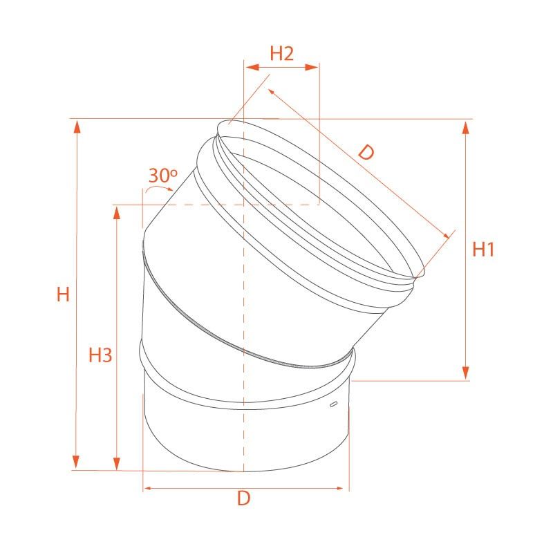 Coude 30° Inox diamètre 270 - 4 Coude 30° Inox diamètre 270 - 4