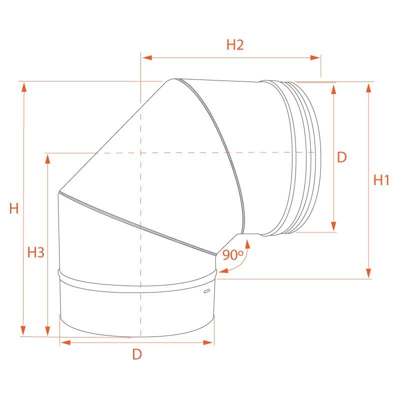 Coude 90° Inox diamètre 240 - 4 Coude 90° Inox diamètre 240 - 4
