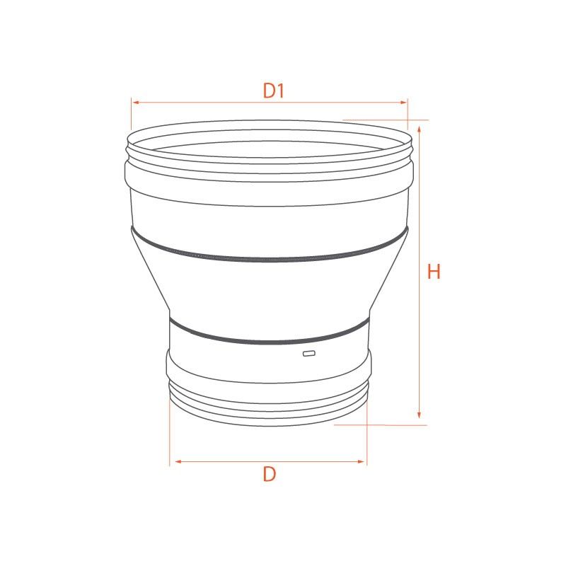 Réducteur tubage cheminée diamètre 140x125 - 6 Réducteur tubage cheminée diamètre 140x125 - 6
