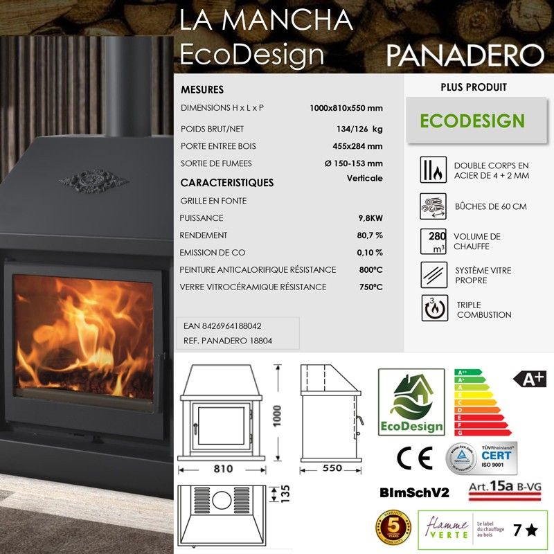 PANADERO Poêle à bois LA MANCHA EcoDesign 9,8 kW - 4 PANADERO Poêle à bois LA MANCHA EcoDesign 9,8 kW - 4