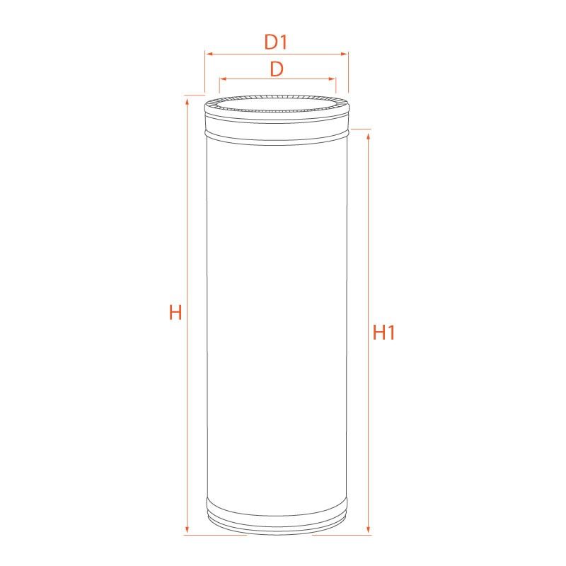 Tuyau 1M double paroi isolé diamètre 125-175 - 5 Tuyau 1M double paroi isolé diamètre 125-175 - 5