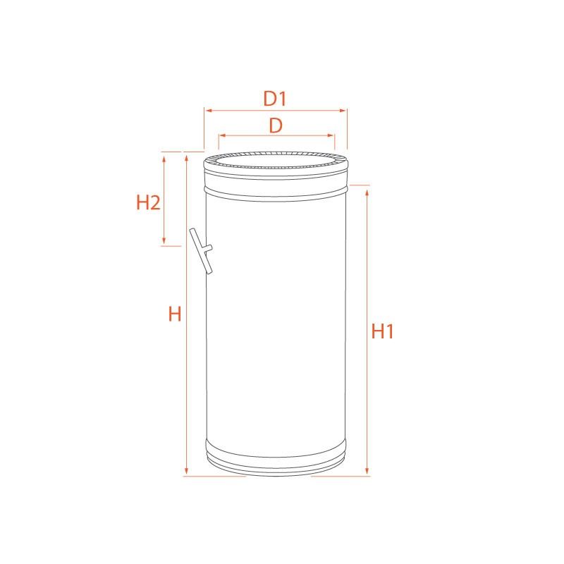 Tuyau 50CM régulateur tirage double paroi diamètre 100-150 - 5