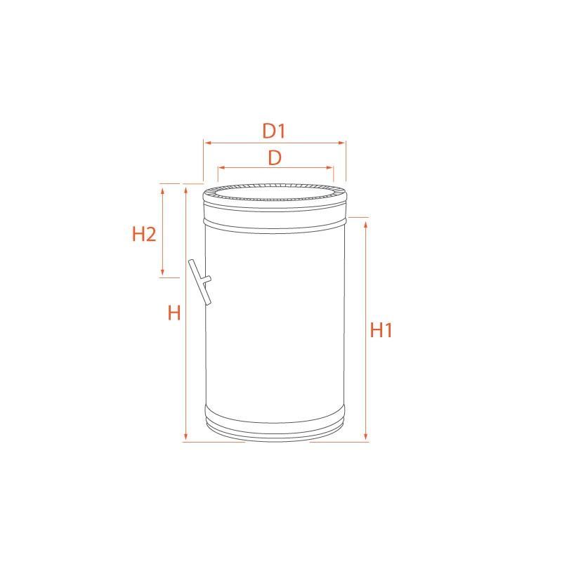 Tuyau 33CM régulateur tirage double paroi diamètre 250-300 - 4 Tuyau 33CM régulateur tirage double paroi diamètre 250-300 - 4