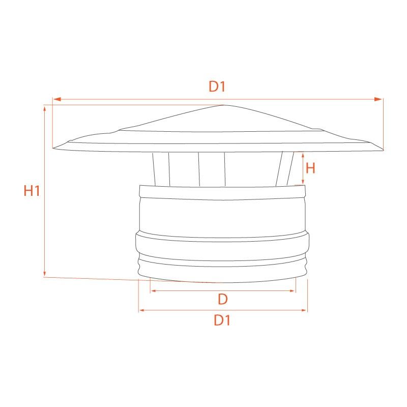 Chapeau Chinois conduit double paroi diamètre 100-150 - 5