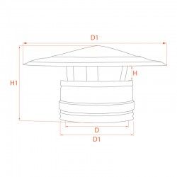 Chapeau simple tubage double paroi Noir diamètre 150-200 - 4