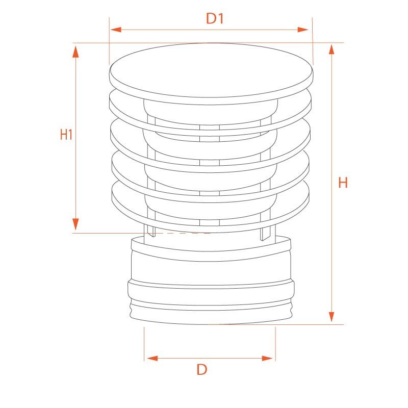 Chapeau anti-refoulement tubage double paroi Noir diamètre 350-400 - 6 Chapeau anti-refoulement tubage double paroi Noir diamètre 350-400 - 6