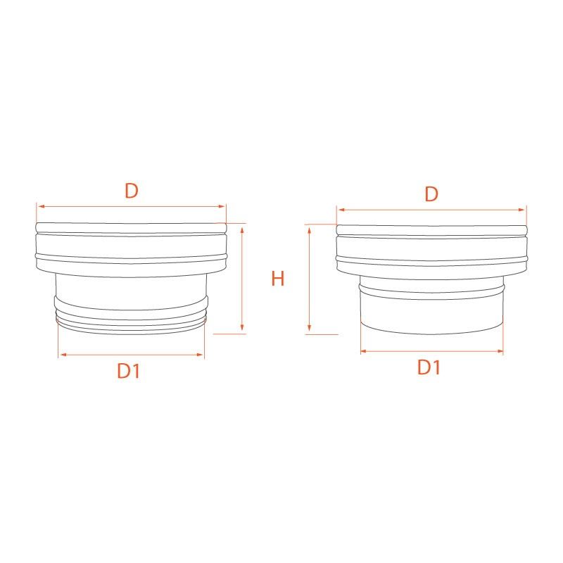 Adaptateur conduit simple à double paroi isolé Noir Ø160 x Ø180-230 - 6 Adaptateur conduit simple à double paroi isolé Noir Ø160 x Ø180-230 - 6