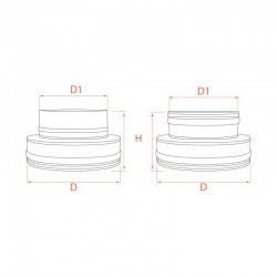 Adaptateur conduit double paroi à simple paroi Noir Ø125-175 x Ø120 - 2