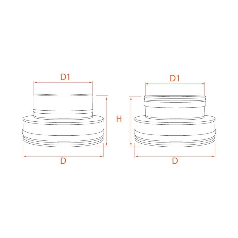 Adaptateur conduit double paroi à simple paroi Noir Ø150-200 x Ø160 - 2 Adaptateur conduit double paroi à simple paroi Noir Ø150-200 x Ø160 - 2
