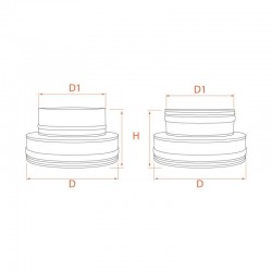Adaptateur de conduit double à simple paroi Ø80-130 x Ø90 - 4