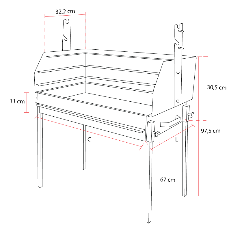 Barbecue à charbon Blaze Inox TourneBroche rotatif 60x40 - 10 Barbecue à charbon Blaze Inox TourneBroche rotatif 60x40 - 10