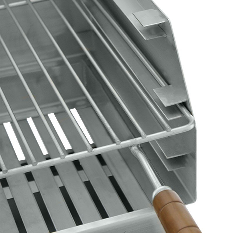 Grille barbecue BBQ Inox double manche 58x48 - 6 Grille barbecue BBQ Inox double manche 58x48 - 6