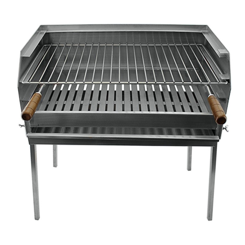 Grille barbecue BBQ Inox double manche 58x38 - 5 Grille barbecue BBQ Inox double manche 58x38 - 5