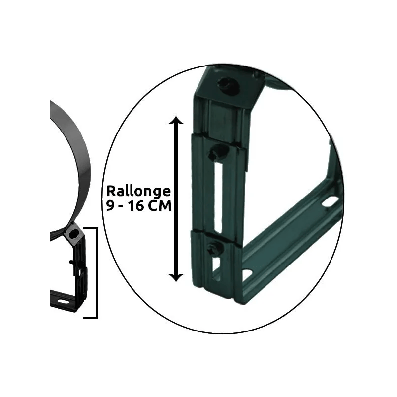 Rallonge pied d'appui de collier réglable 9 a 16 cm Noir - Anthracite - 2 Rallonge pied d'appui de collier réglable 9 a 16 cm Noir - Anthracite - 2