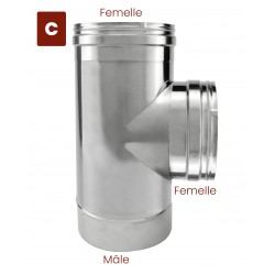 Té à 90° Inox conduit cheminée diamètre 80 - 4