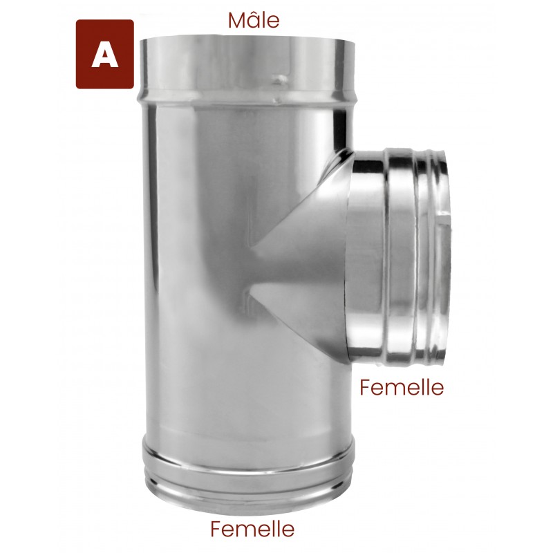 Té à 90° Inox conduit cheminée diamètre 400 - 2 Té à 90° Inox conduit cheminée diamètre 400 - 2