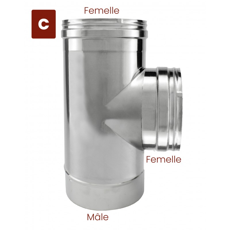 Té à 90° Inox conduit cheminée diamètre 450 - 4 Té à 90° Inox conduit cheminée diamètre 450 - 4