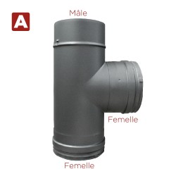 Té à 90° Inox simple paroi Noir-Anthracite diamètre 110 - 5