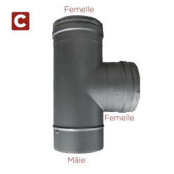 Té à 90° Inox simple paroi Noir-Anthracite diamètre 110 - 7