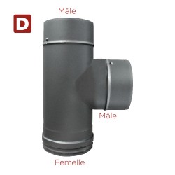 Té à 90° Inox simple paroi Noir-Anthracite diamètre 110 - 8