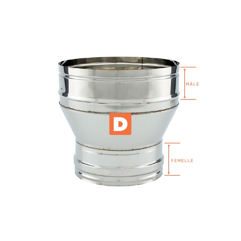 Réducteur tubage cheminée diamètre 140x125 - 5 Réducteur tubage cheminée diamètre 140x125 - 5