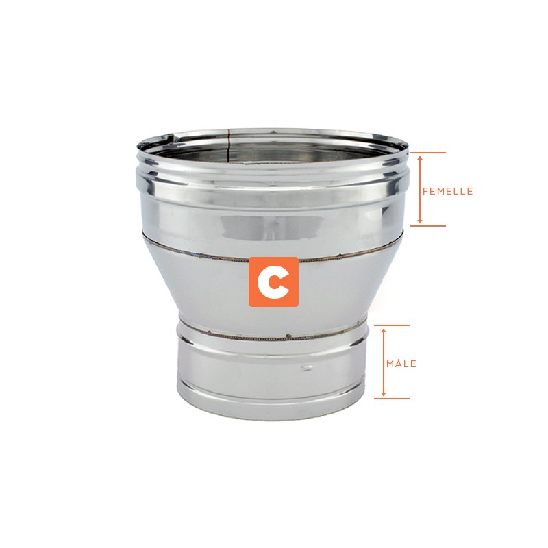 Réducteur tubage cheminée diamètre 140x130 - 4 Réducteur tubage cheminée diamètre 140x130 - 4