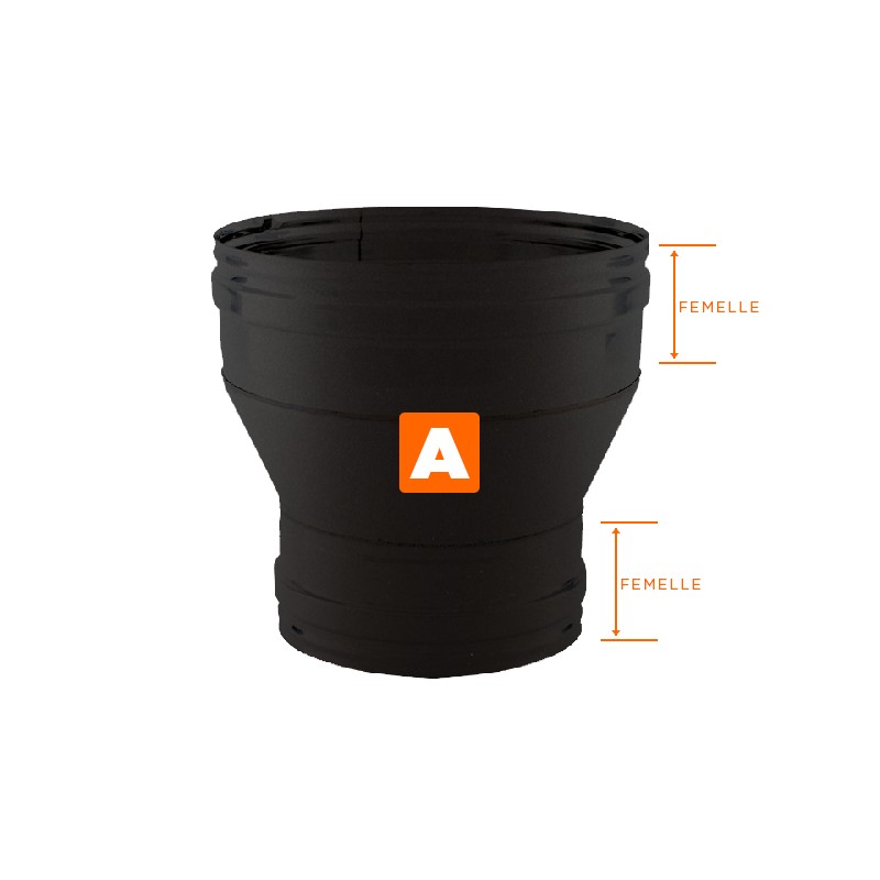 Réducteur tubage cheminée Noir-Anthracite diamètre 90x80 - 2 Réducteur tubage cheminée Noir-Anthracite diamètre 90x80 - 2
