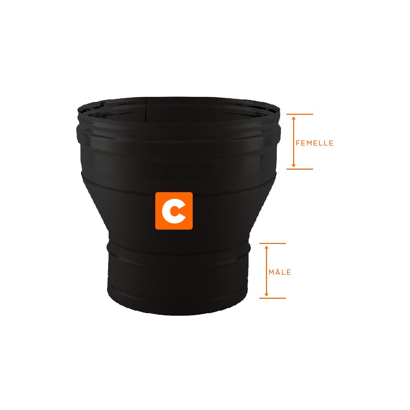Réducteur tubage cheminée Noir-Anthracite diamètre 125x80 - 5 Réducteur tubage cheminée Noir-Anthracite diamètre 125x80 - 5