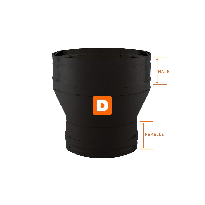 Réducteur tubage cheminée Noir-Anthracite diamètre 130x125 - 6 Réducteur tubage cheminée Noir-Anthracite diamètre 130x125 - 6